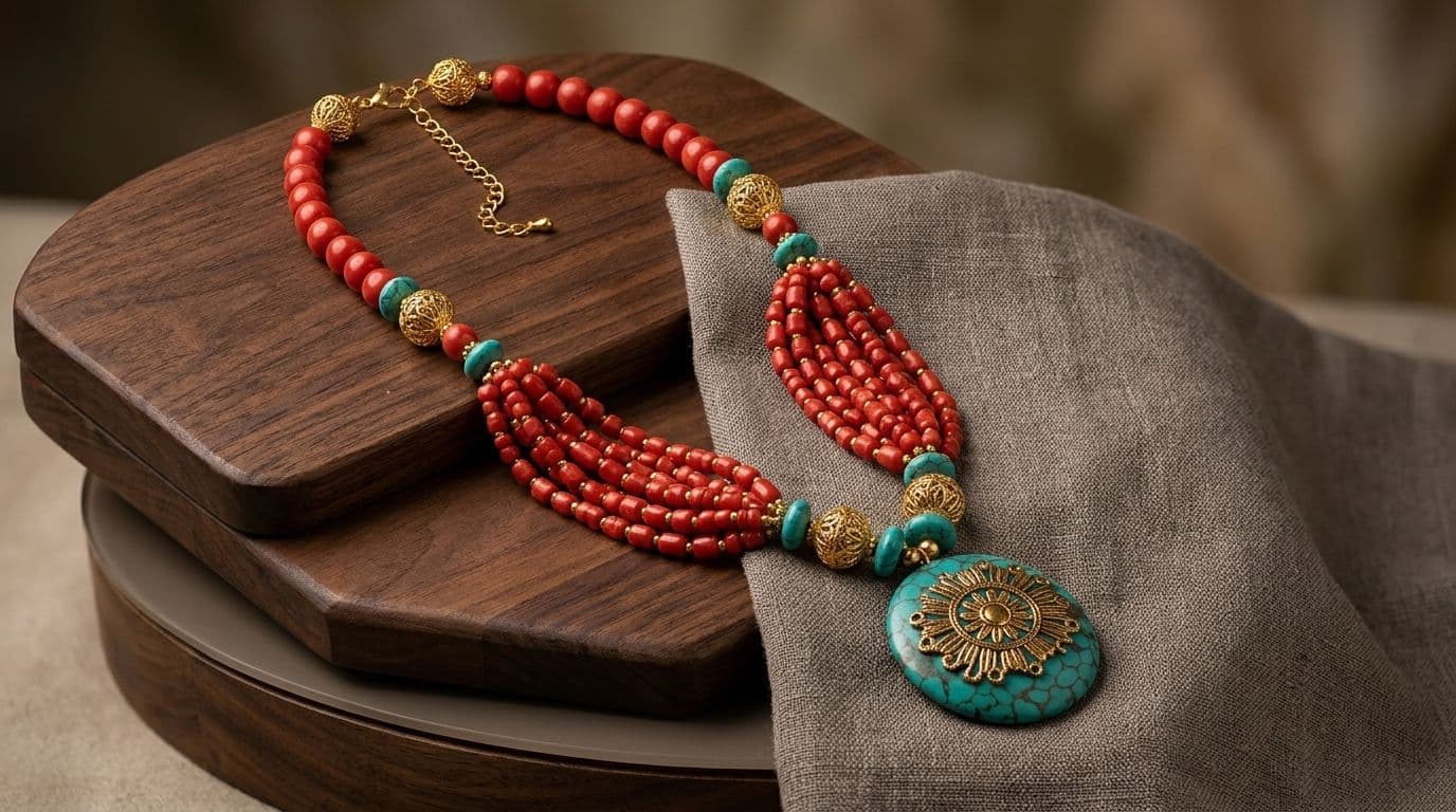 CORAL BEADS WITH PENDANTS alternate