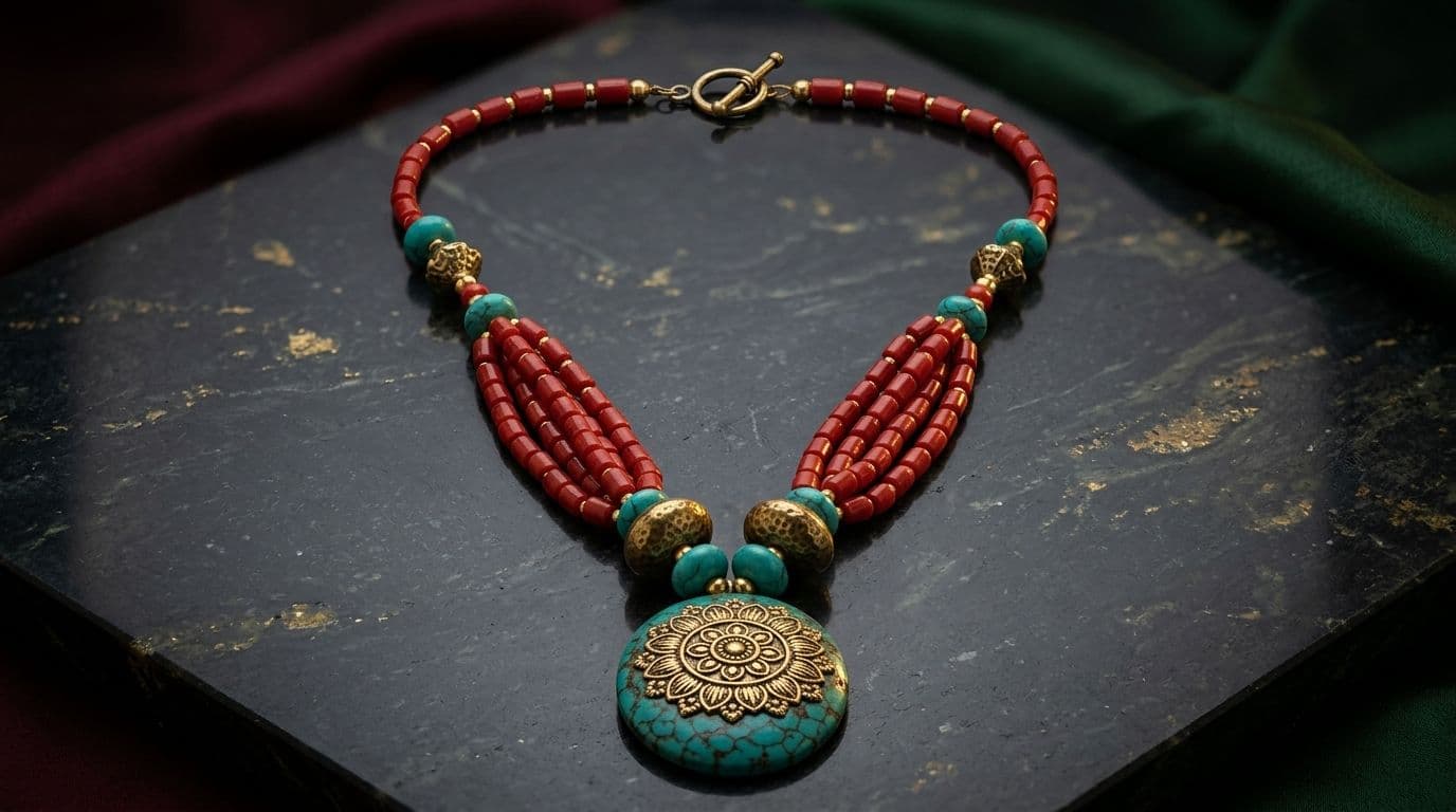 CORAL BEADS WITH PENDANTS